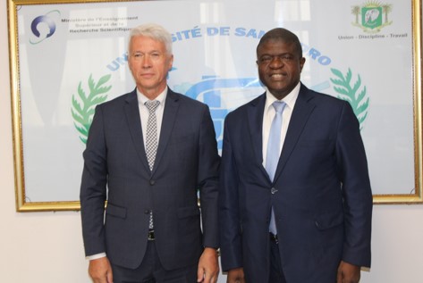 L’Université Polytechnique de San Pedro a reçu, ce Mardi 16 Avril 2024, dans ses locaux, S.E.M. Alexey SALTYKOV, Ambassadeur de la Fédération de Russie en Côte d’Ivoire.